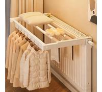 WTJDCCY Etagere Radiateur, avec Trou pour Etendoir a Linge, Bords Avant Arrondis, Étagère Rangement en Aluminium, Cache Radiateur pour De La Chambre(White,100cm/39in)