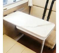 WTJDCCY Table Camping Car Amovible, Table de Repas Pliable Double,Rotation à 360° pour Le Plateau Inférieur, Base Renforcée pour Camping Car, Bateau, Yacht, Caravane(White)