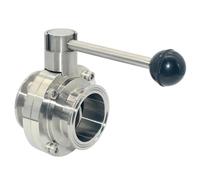 WTKFXVYHU Vanne Papillon sanitaire à Trois Brides 3/4" 1-1/2" en Acier Inoxydable SS304(1-1/2")