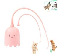WTKYLMP Swinging Tail Cat Toy, Automatic Silicone Tail Teaser Toy 2 in 1,Auswinging Tail Cat Toy,Bite-Resistant Automatic Rotating Charging Pet Toy Cat Wand Toys for Indoor Cats (Pink 1PCS)