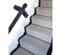 WTLONBF Barre de Fixation pour Tapis d'escalier avec Embouts Ronds, Barre de Pression Creuse pour Tapis d'escalier, Barre de Fixation en Laiton Noir (90 cm / 35,4 po / 3 pi)