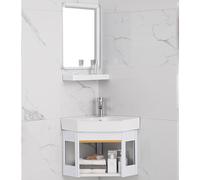 WTLONBF Meuble-lavabo d'angle avec Miroir, lavabo Mural, Robinet mitigeur Eau Chaude/Eau Froide, Grand Espace de Rangement pour Petits espaces (Blanc 47 cm/18 po)