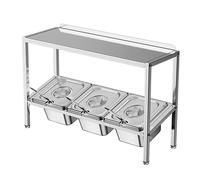 WTLONBF Présentoir à épices pour Pizza, Distributeur de Condiments en Acier Inoxydable, présentoir à sauces pour Buffet, Cuisine, Garde-Manger, Fruits (Argent-D, 53 x 18,5 x 38,5 cm)