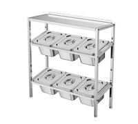 WTLONBF Présentoir à épices pour Pizza, Distributeur de Condiments en Acier Inoxydable, présentoir à sauces pour Buffet, Cuisine, Garde-Manger, Fruits (Argent-C, 53 x 18,5 x 53 cm)