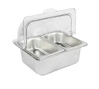 WTLONBF Présentoir de comptoir pour Aliments, Distributeur de Condiments pour Buffet avec Couvercle Transparent, boîtes de congélation pour Restaurant, hôtel, Cuisine, fête (Argent-B,H)