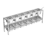 WTLONBF Station de Garniture à Pizza, Distributeur de Condiments compartimenté en Acier Inoxydable, Organisateur de comptoir pour épices, sauces, confitures et Fruits (Argent-C, 102,5 x 18,5 x 35 cm)