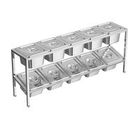 WTLONBF Station de Garniture à Pizza, Distributeur de Condiments compartimenté en Acier Inoxydable, Organisateur de comptoir pour épices, sauces, confitures et Fruits (Argent-B, 87 x 18,5 x 35 cm)