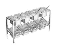 WTLONBF Station de Garniture à Pizza, Distributeur de Condiments compartimenté en Acier Inoxydable, Organisateur de comptoir pour épices, sauces, confitures et Fruits (Argent-D, 70,5 x 18,5 x 35 cm)