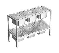 WTLONBF Station de Garniture à Pizza, Distributeur de Condiments compartimenté en Acier Inoxydable, Organisateur de comptoir pour épices, sauces, confitures et Fruits (Argent-B, 54 x 18,5 x 35 cm)