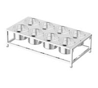 WTLONBF Station de Garniture à Pizza en Acier Inoxydable, pour comptoirs de Cuisine et de Restaurant, Organisateur d'épices à Double rangée (sans Couvercle, 67 x 32 x 14,5 cm)