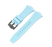 WTNZBAEM Bracelet convexe compatible avec les montres Tissot PRX Series T137.407/T137.410 Super Player, bracelet en caoutchouc et silicone à dégagement rapide, 26-12 mm(Light blue Black)