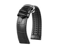 WTNZBAEM Bracelet de montre 20 mm/22 mm compatible avec Tudor Bronze, petite fleur rouge, bouclier noir, cuir vachette étanche, caoutchouc, for homme(Black-steel folding,22mm)