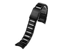 WTNZBAEM Bracelet de montre Casio EDIFICE Series EQB-500 EQB-501 EQB-800 EFR-303, chaîne de montre en acier inoxydable à extrémité incurvée solide for homme, 22 mm(Black)