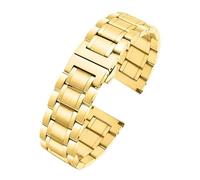 WTNZBAEM Bracelet de montre compatible avec Tissot Citizen Seiko, incurvé et plat, en acier inoxydable, for homme, accessoires chaîne(Gold Flat curved,21mm)