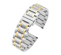 WTNZBAEM Bracelet de montre compatible avec Tissot Citizen Seiko, incurvé et plat, en acier inoxydable, for homme, accessoires chaîne(S Golden Flat curved,22mm)