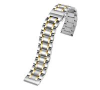 WTNZBAEM Bracelet de montre en acier inoxydable for homme, compatible avec Seiko Citizen Casio, extrémité plate et incurvée, 18 mm, 20, 22, 24(Silvey-Gold,14mm)