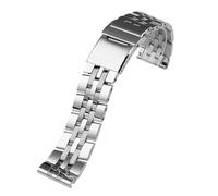 WTNZBAEM Bracelet de montre en acier inoxydable massif 22 mm/24 mm compatible avec les montres Breitling for homme, fermoir caché à bouton-poussoir(Silver,24mm)