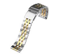 WTNZBAEM Bracelet de montre en acier inoxydable massif 22 mm/24 mm compatible avec les montres Breitling for homme, fermoir caché à bouton-poussoir(Golden,24mm)