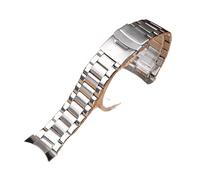 WTNZBAEM Bracelet de montre en acier inoxydable massif 22 mm, boucle déployante, extrémité droite/arc, bracelet rechange universel, compatible avec Rolex(Only curved end)