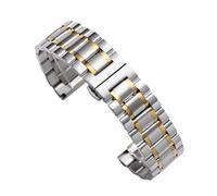 WTNZBAEM Bracelet de montre en acier inoxydable massif à extrémité incurvée, 12/14/16/18/19/20/21/22/24 mm, compatible avec les bracelets universels Tissot boucle papillon(Silver-Gold,22mm)