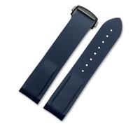 WTNZBAEM Bracelet de montre en caoutchouc et silicone, compatible avec les montres Omega Seamaster 300 Speedmaster, bleu, noir, orange, 20 mm et 22 mm, extrémités incurvées(Blue black clasp,22mm)
