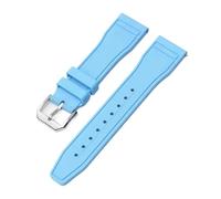 WTNZBAEM Bracelet de montre en caoutchouc fluoré FKM compatible avec les montres d'aviateur IWC IW388114, IW388110 et IW388306, boucle acier inoxydable for hommes, 20 mm, 21, 22(Light Blue,22mm)
