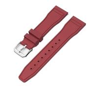 WTNZBAEM Bracelet de montre en caoutchouc fluoré FKM compatible avec les montres d'aviateur IWC IW388114, IW388110 et IW388306, boucle acier inoxydable for hommes, 20 mm, 21, 22(Dark Red,22mm)