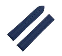 WTNZBAEM Bracelet de montre en caoutchouc souple sans coutures, extrémité incurvée, 20 mm, compatible avec les bracelets Omega Seamaster série 300, Planet Ocean, boucle déployante(Blue)