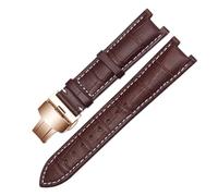 WTNZBAEM Bracelet de montre en cuir compatible avec Versace GC, 22 mm x 13, 20 11, cranté, for homme, boucle papillon acier inoxydable(Brown white-rosegold,22-13mm)