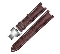 WTNZBAEM Bracelet de montre en cuir compatible avec Versace GC, 22 mm x 13, 20 11, cranté, for homme, boucle papillon acier inoxydable(Brown white-silver,20-11mm)