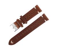 WTNZBAEM Bracelet de montre en cuir de vachette, fait à la main, respirant, huilé et ciré, for homme, 18 mm, 20 mm, 22 mm, 24 mm(Red brown wh-line,22mm)