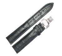 WTNZBAEM Bracelet de montre en cuir grainé 18-24 mm avec boucle déployante for homme et femme(Black,20mm)