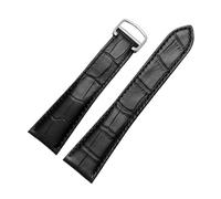 WTNZBAEM Bracelet de montre en cuir noir, bleu et marron, 16 mm, 18 mm, 20 mm, avec boucle déployante, compatible avec Cartier Solo Blue Ballon(Black-Silver,20mm)