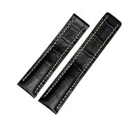 WTNZBAEM Bracelet de montre en cuir vache souple 22 mm/24 mm, compatible avec les bracelets Breitling Avenger/Navitimer Premier, boucle déployante(B black no buckle,22mm)