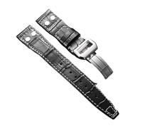 WTNZBAEM Bracelet de montre en cuir vachette 20 mm, 21, 22, compatible avec IWC Pilot Business, boucle déployante, for hommes et femmes(Black,21mm)