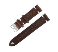 WTNZBAEM Bracelet de montre en cuir vintage 18 mm, 20 mm, 22 mm, 24 mm, fait main, accessoire de remplacement marron(Brown white wire,20mm)
