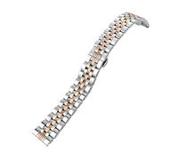 WTNZBAEM Bracelet de montre incurvé à six perles en acier inoxydable, compatible avec les montres Tudor, Tissot et Longines, argent, or rose noir(Silver Rose,18mm)