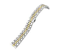 WTNZBAEM Bracelet de montre incurvé à six perles en acier inoxydable, compatible avec les montres Tudor, Tissot et Longines, argent, or rose noir(Silver Gold,19mm)