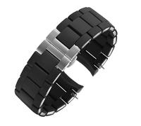 WTNZBAEM Bracelet de montre incurvé compatible avec les modèles Armani AR5905 5890 5919 5906 5891 5920, 20 mm, 23 mm, noir, marron et or rose(Black silver,20mm for women)