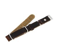 WTNZBAEM Bracelet de montre long 20 mm 22 mm, vintage, noir, café, marron, cuir, avec rivets, trois anneaux, accessoires de montre(Dark brown,20mm)