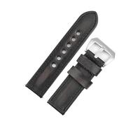 WTNZBAEM Bracelet de montre rétro en cuir 24 mm, coutures faites à la main, bracelet de rechange, ceintures, noir, café, marron(Black)