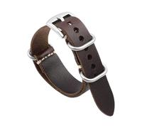 WTNZBAEM Bracelet de montre rétro en cuir de vachette Crazy Horse fait main, 20 mm, 22 mm, 24 mm, bleu, marron, vert(Dark brown-S buckle,24mm)