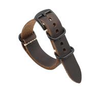 WTNZBAEM Bracelet de montre rétro en cuir de vachette Crazy Horse fait main, 20 mm, 22 mm, 24 mm, bleu, marron, vert(Dark coffee-B buckle,20mm)