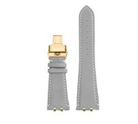 WTNZBAEM Bracelet de montre Tudor Royal Series M28600/M28603, 41 mm, en cuir, avec chaîne à maillons en acier.(Gray white-gold B)
