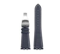 WTNZBAEM Bracelet de montre Tudor Royal Series M28600/M28603, 41 mm, en cuir, avec chaîne à maillons en acier.(Blue white-silver B)