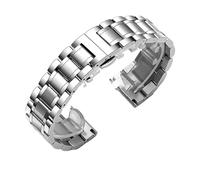 WTNZBAEM Bracelet de montre universel à extrémité incurvée 12/13/14/15/16/17/18/19/20/21/22/23/24 mm, en acier inoxydable massif, compatible avec le fermoir papillon Tissot(Silver,17mm)