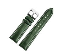 WTNZBAEM Bracelet de montre universel en cuir vache brillant vintage à dégagement rapide, 20 mm, 22, noir, vert, bleu, marron(Green white silver,20mm)