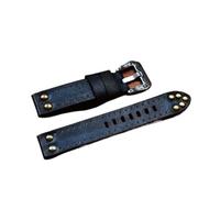 WTNZBAEM Bracelet de montre vintage en cuir 18 mm, 20 mm, 22 mm, 24 mm, boucle argentée sculptée, rivet épais, accessoires for montres for hommes(Blue,22mm)