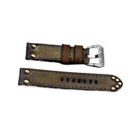 WTNZBAEM Bracelet de montre vintage en cuir 18 mm, 20 mm, 22 mm, 24 mm, boucle argentée sculptée, rivet épais, accessoires for montres for hommes(Light Green,22mm)