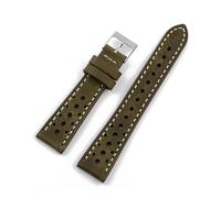 WTNZBAEM Bracelet de montre vintage en cuir de vache, respirant et poreux, 18 mm, 19 mm, 21 mm, 20 mm, 22 mm(Green,22mm)